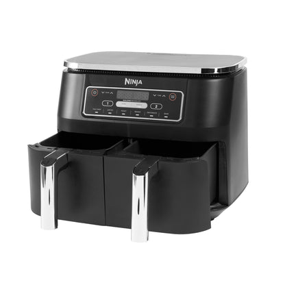 👉 Digitale Heißluftfritteuse 7,6L – Dual Zone Airfryer mit 2 Fächern, Antihaftbeschichtung, spülmaschinenfest, 6-in-1 Funktionen, für 4–6 Portionen, Schwarz