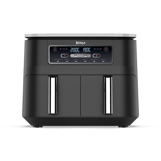 👉 Digitale Heißluftfritteuse 7,6L – Dual Zone Airfryer mit 2 Fächern, Antihaftbeschichtung, spülmaschinenfest, 6-in-1 Funktionen, für 4–6 Portionen, Schwarz