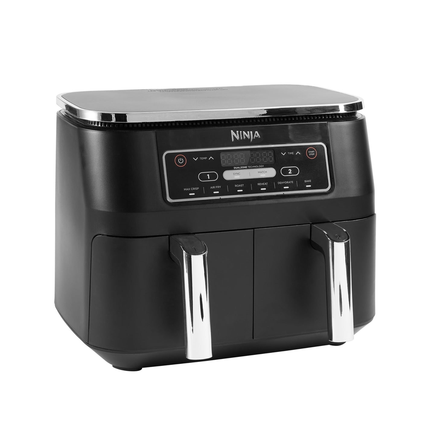 👉 Digitale Heißluftfritteuse 7,6L – Dual Zone Airfryer mit 2 Fächern, Antihaftbeschichtung, spülmaschinenfest, 6-in-1 Funktionen, für 4–6 Portionen, Schwarz