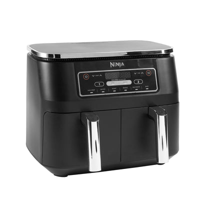 👉 Digitale Heißluftfritteuse 7,6L – Dual Zone Airfryer mit 2 Fächern, Antihaftbeschichtung, spülmaschinenfest, 6-in-1 Funktionen, für 4–6 Portionen, Schwarz